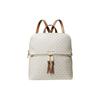MK Rhea Zip Color Block Monogram Print Lightweight Multi-Pocket Backpack Women Backpack Vanilla-White Acorn-Brown 38H0GEZB6B-VANILLA-ACRN