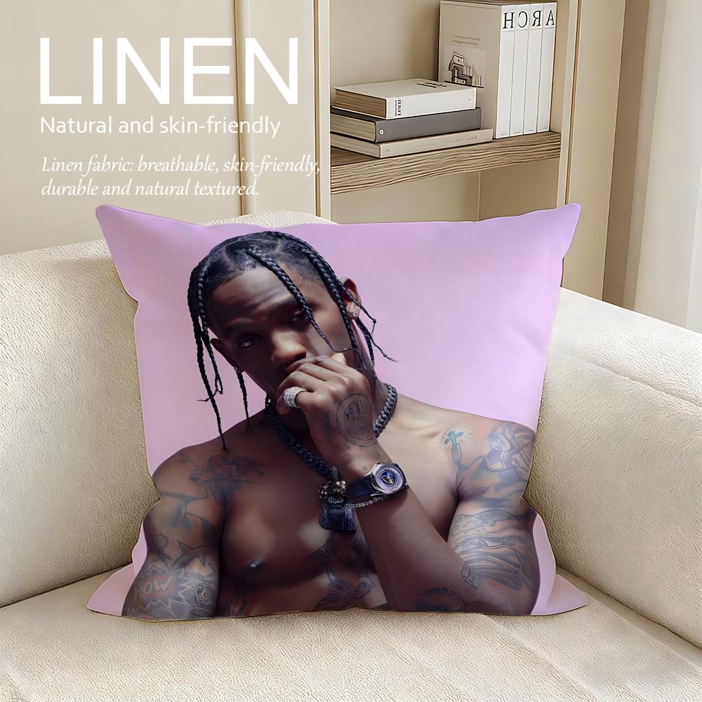 Music Travis Scott Cushion Cover Pillowcase Set Pcs X X Breathable Washable Sofa Cushion Cover