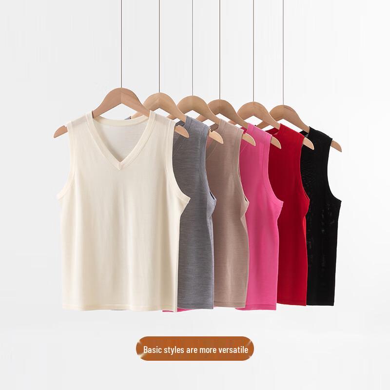 Hengyuanxiang Women's Pure Cashmere V-Neck Vest