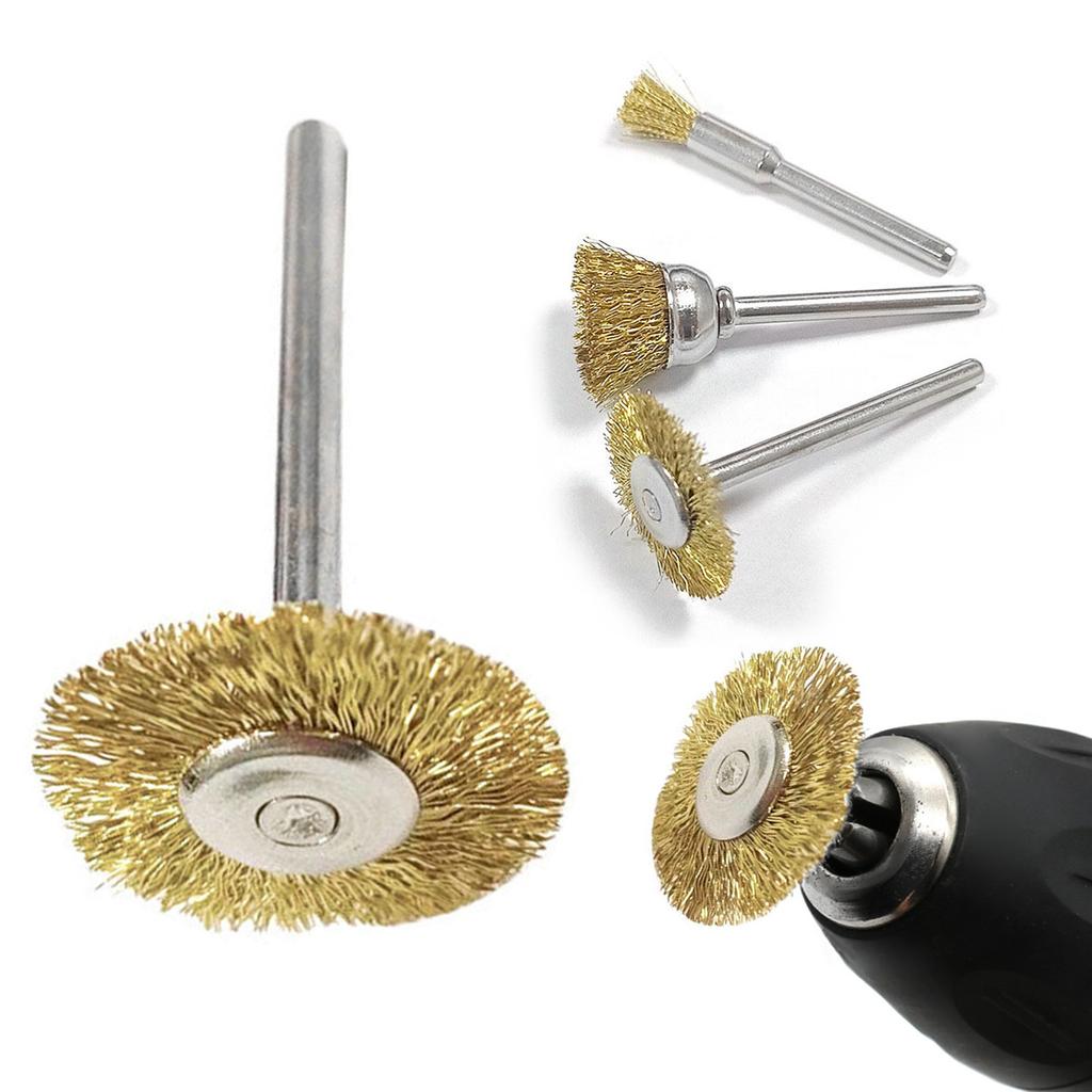 10pcs Copper Wire Wheel Brushes 3mm Mandrel For Precisions Cleaning And Rusts Removal For Metalwork And DIY Projects