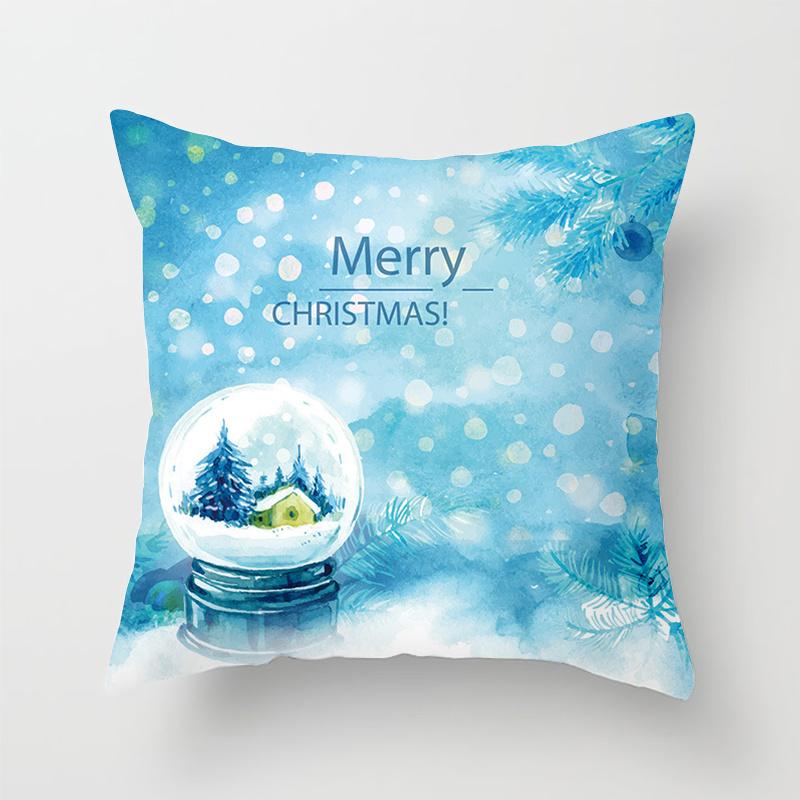 Heimdeko Weihnachten Schneemuster Kissenbezug Polyester Dekorative Kissenhülle Neujahr Sofa Kissenbezug