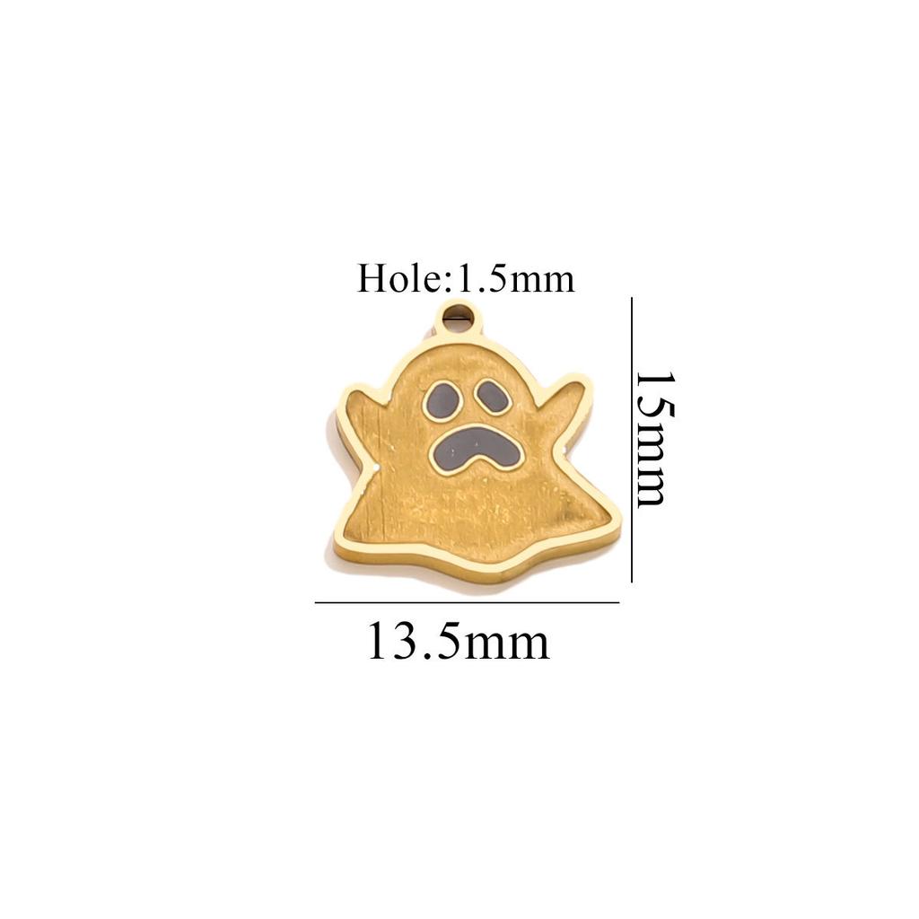 Yori 5Pcs Halloween Pumpkin Lantern Little Ghost Funny Cartoon Cute Pendant DIY Stainless Steel Accessories Jewelry Pendant