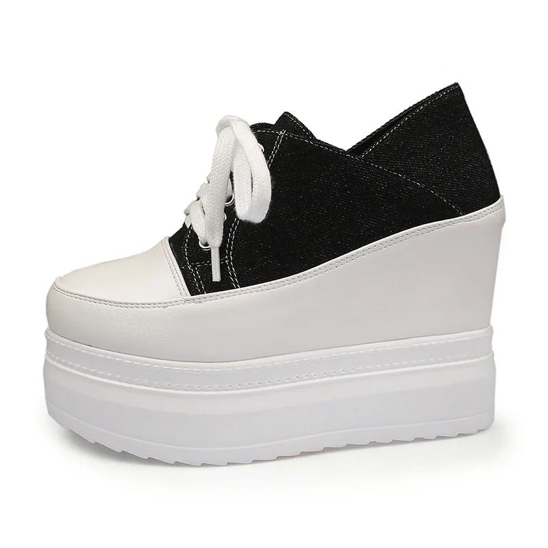 Fashion 11cmNew Style Casual Shoes For Women Ladies Platform Shoes White Shoes Comfortable Sneakers Increase Height By