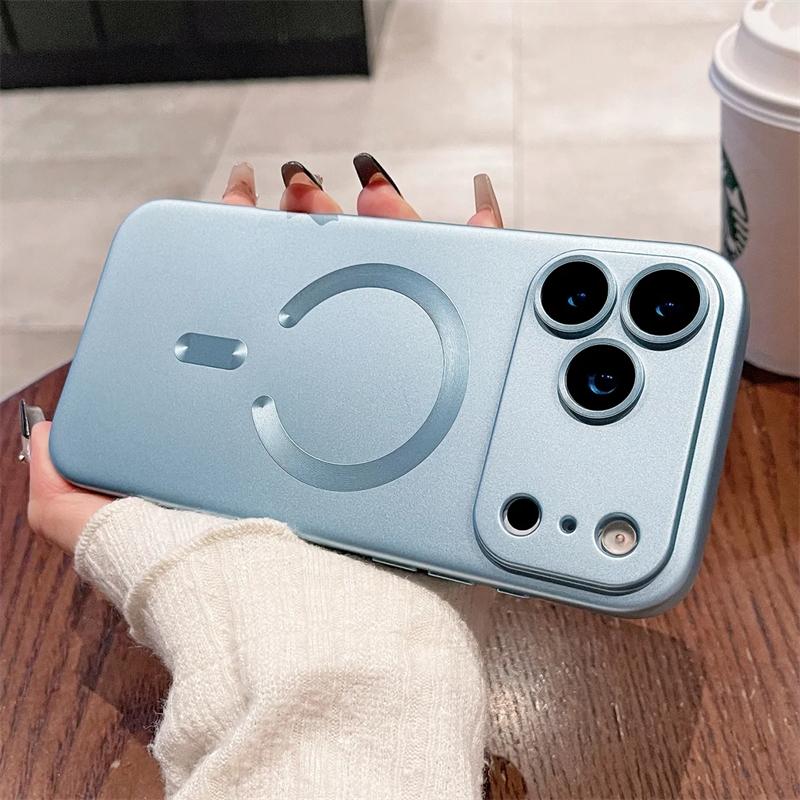 Funda Blanda Magnética Magsafe de Pintura Metálica Para iPhone 17 Pro Max 17 Air 16 E 15 14 Plus 13 12 11 Pro Max Carga Inalámbrica Cubierta Protectora de Lente