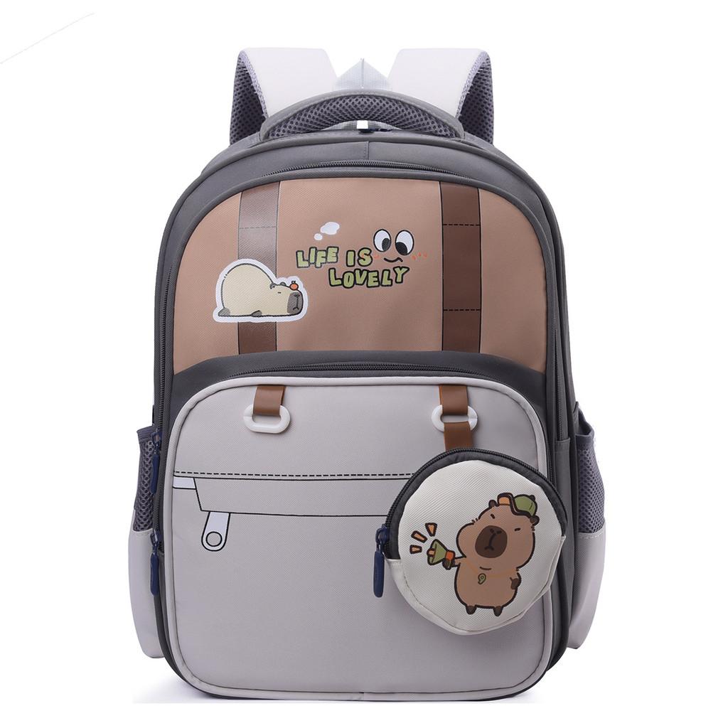 Childrens Oxford Fabric Backpack With Cartoon Capybara Printed For School Use