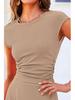 2025 Summer European-American Casual Knit Crop Top & High Waist Midi Skirt Set