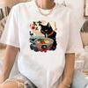 Nudel Ramen Katze Shirt Teen Popkultur Grafik Bequem Gothic Vintage Klassisch T-Shirt Damen 80er Bequem 2000er kawaii