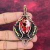 Kingman Red Mohave Copper Turquoise Gemstone Pendant Copper Wire Wrapped Jewelry