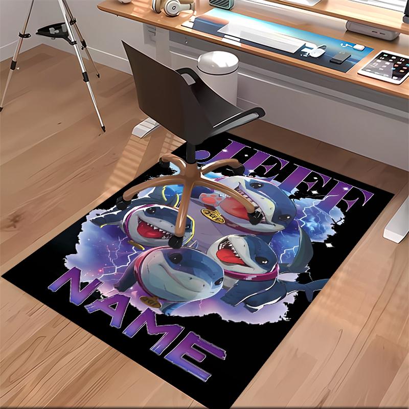 Custom Personalization Jeff the Land Shark Print Area Rug - Soft, Washable Non-Slip Indoor Mat,Living Room,Home&Office Decorative Rug