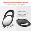 Unbreakable Hand Mirror Salon Barber Mirror with Handle AntiSlip Grip for Travel Makeup Shaving Shower Black