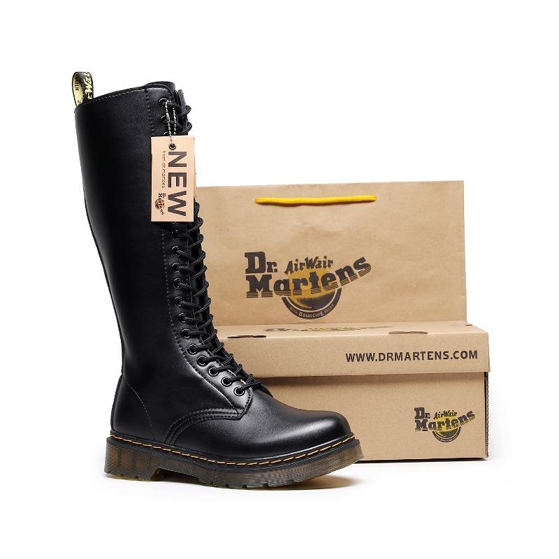 Lochstiefel Damen Oberleder echtes Rindsleder Martin Stiefel Muffin dicke Sohle Kurzstiefel Runde Spitze Trend