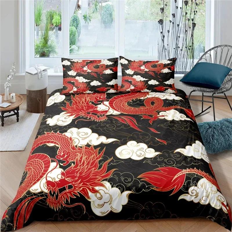 Dragon Head 3D Duvet Cover Set for Bedroom Decor Dragon Bedding Sets King Queen Size Bed Set Home Textiles Bedclothes