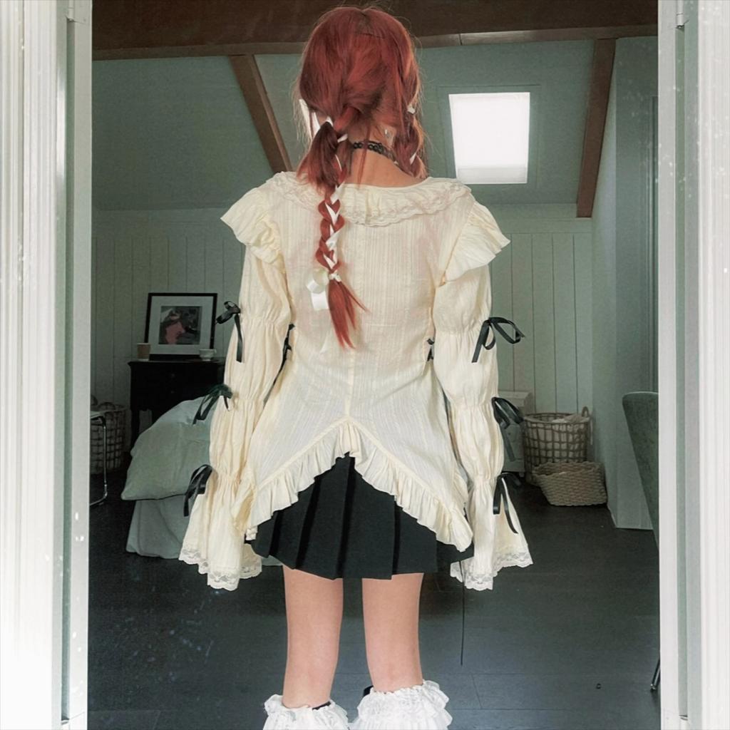 2KWEIRD Estetică Y2k Cămașă Dantelă Grunge Gotic Bluze Neregulate Zână Harajuku Cămașă Bandaj Haine Vintage Lolita Mall Goth