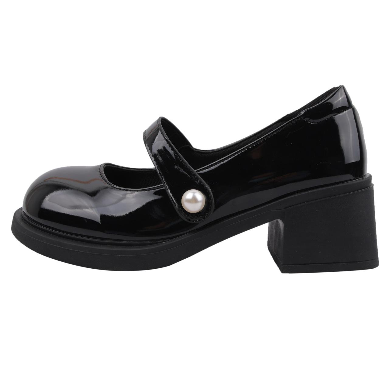 

Versatile British style bright leather small leather shoes women s 2025 summer new French platform thick heel Mary Jane shoes trendy women 35 чёрный