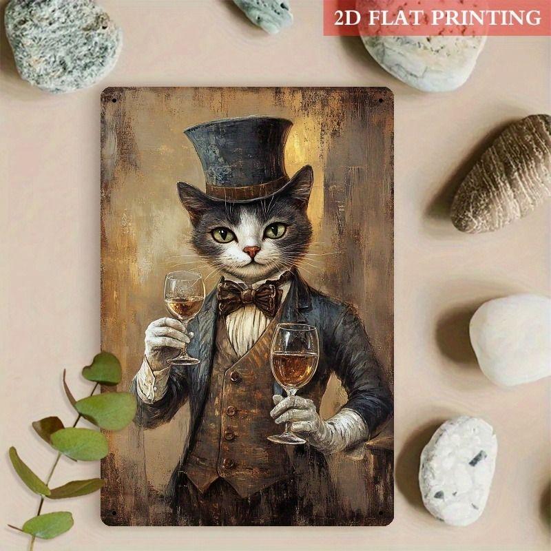 Vintage Style Metal Tin Sign Cute Cats Dogs for Cafe Interior