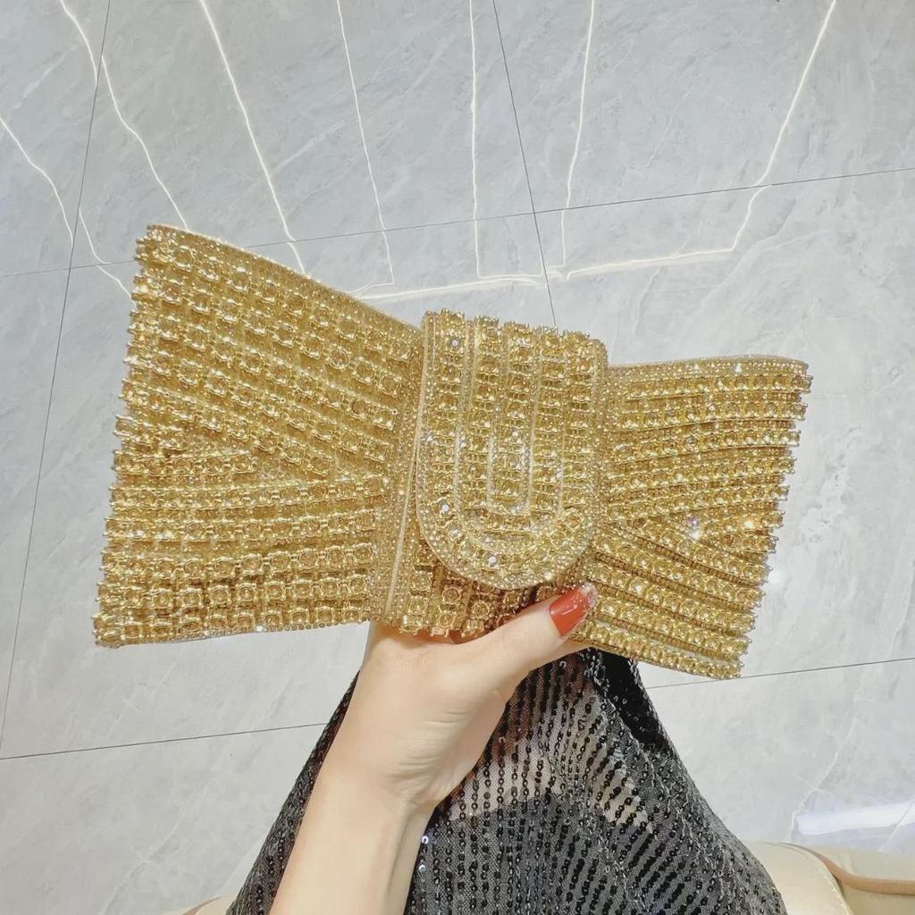 Elegant European-American Retro Clutch: Diamond-Embellished, One-Shoulder or Crossbody Ladies Small Evening Celebrity Bag
