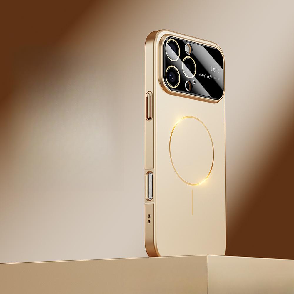 Eine neue PC-Hülle mit großem Fenster, ölspritzlackiertem dünnen Ring und Magnetverschluss für das iPhone 15 Pro Max, geeignet für Apple 16 Handyhüllen