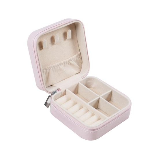 Small Jewelry Box Earring Ring Organizer Box Zipper Design Multi-compartments Easy Access Portable Jewelry Storage Case Protector