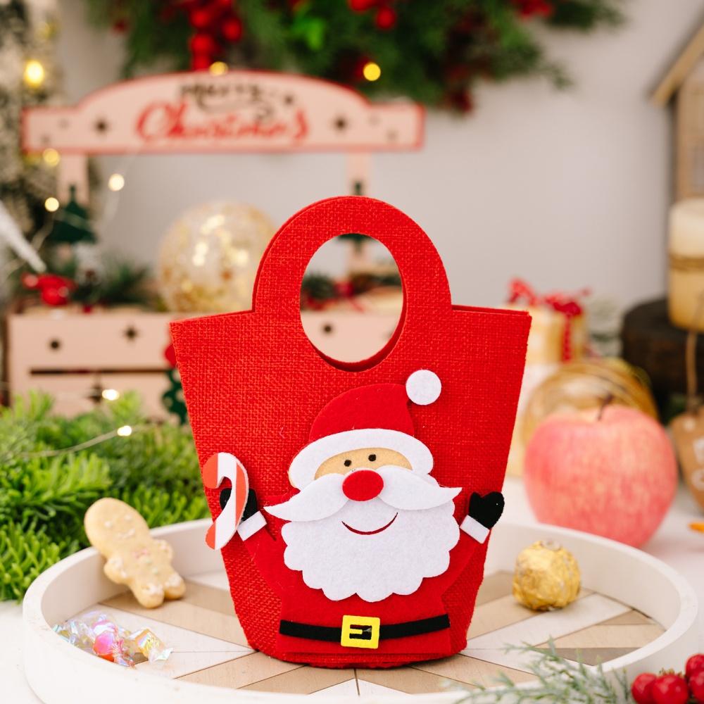 

Christmas Gift Bag Cartoon Santa Claus Elk Snowman Handheld Canvas Bag Children Apple Candy Bags Exquisite Merry Christmas Decor