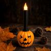 Resin Ghost Candle Holder with LED Candle for Halloween Tabletop Decoration Holiday Party Ornament Prop