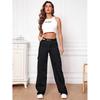 GRECIILOOKS Womens Cargo Denim Regular Fit Jeans (Black, 26)