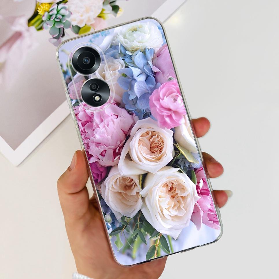 For Cover Oppo A58 4G CPH2577 Case Love Heart Butterfly Cover Shell For Oppo A78 5G 4G CPH2565 Soft Clear TPU Bumper Etui