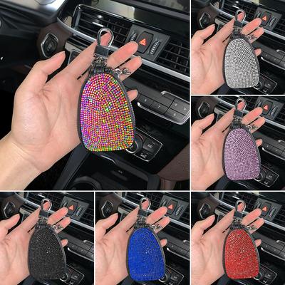 Shiny Diamond Crystal Car Keychain Cover Storage Case Key Chain Key Case Wallet Bling Auto Decor Car Accessories for Woman Girls