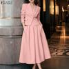ZANZEA Women Long Sleeve Blazer and Long Skirts Casual Two Piece Suit Sets