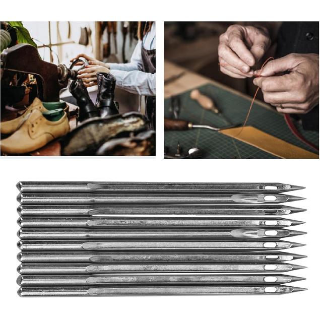 Shoe Repairing Machine Needle, Hand Shoes Repair Tool Accessory Leather Cobbler Sewing Needles Small Heavy Duty Replacements Spare Parts Silver