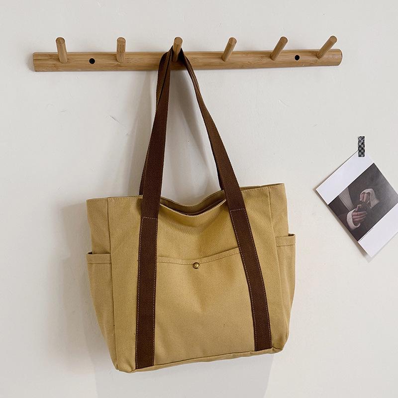Versatile Canvas Tote Bag for Women - Large Capacity Mori Style Shoulder Bag for College Students