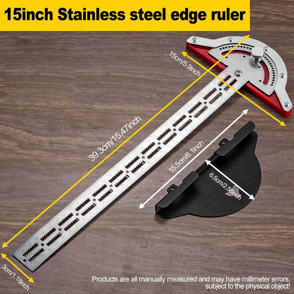 0-180 Degree Woodworkers Edge Ruler Stainless Steel Protractor Angle Angle Precision Carpenter Measuring Tool