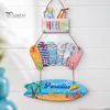 Summer Party Supplies Hello Door Sign, Beach Theme Wooden Hanger, Flower Indoor Outdoor Ornament Flip Flops Welcome Hanging Sign for Home Office