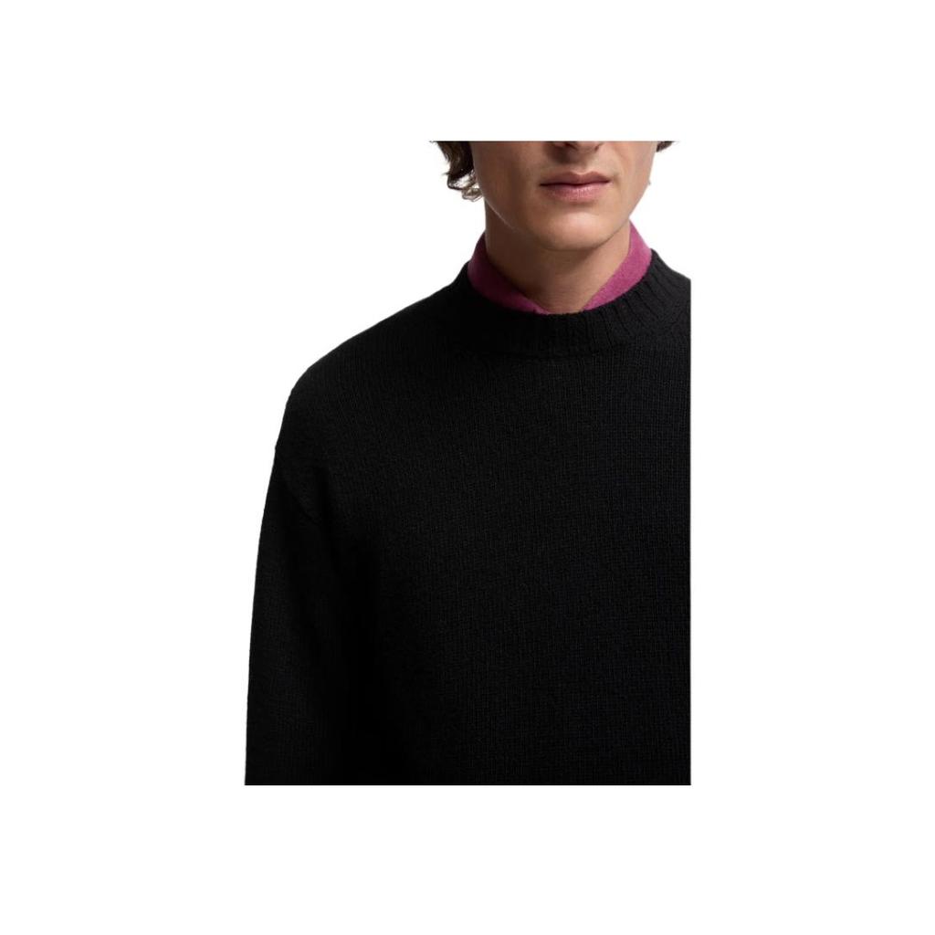Moncler Solid Color Knitted Crew Neck Sweater Men Sweater Black K20919C00022M4281999