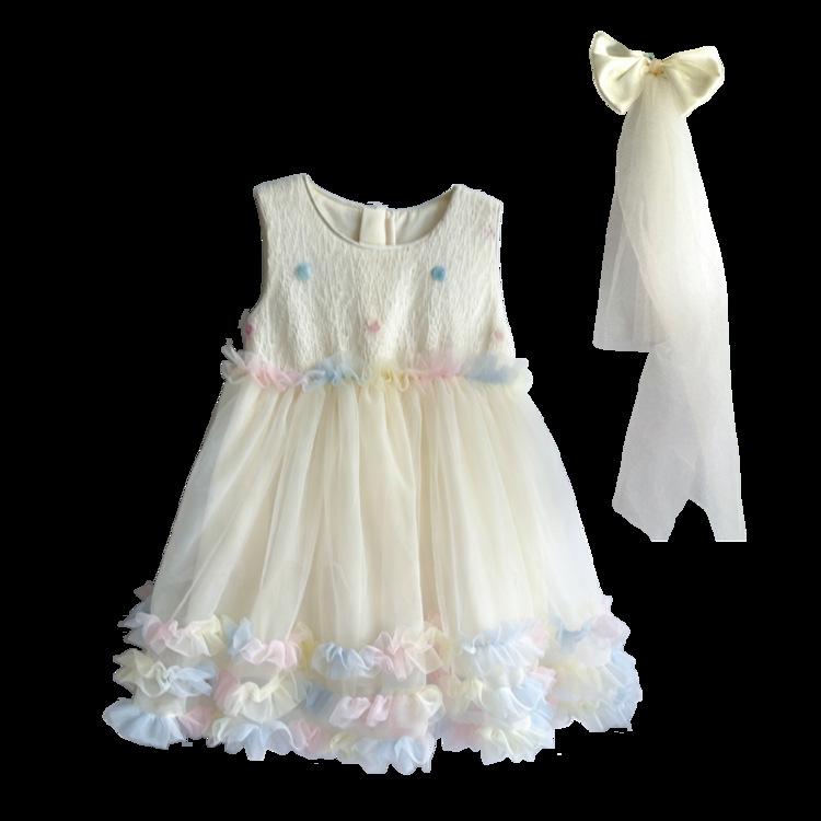 2026 Neues Sommer-Netz-Midikleid im Prinzessinnen-Stil mit flauschigem Rock für Kinderfest-Aufführung