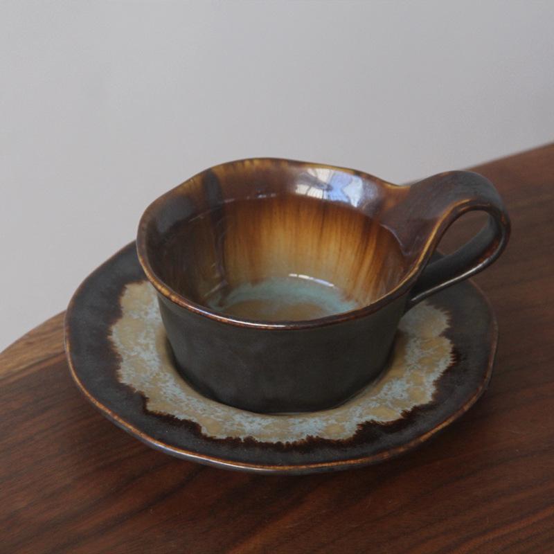 160ml Kiln Ceramics Hand-washed Coffee Mugs and Saucers Exquisite Italian Concentrated Latte Cups American Afternoon Tea Cups
