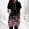 Women's Hoodies Casual Short Sleeve Shirts Fashion Print Tunic Tops With Pockets