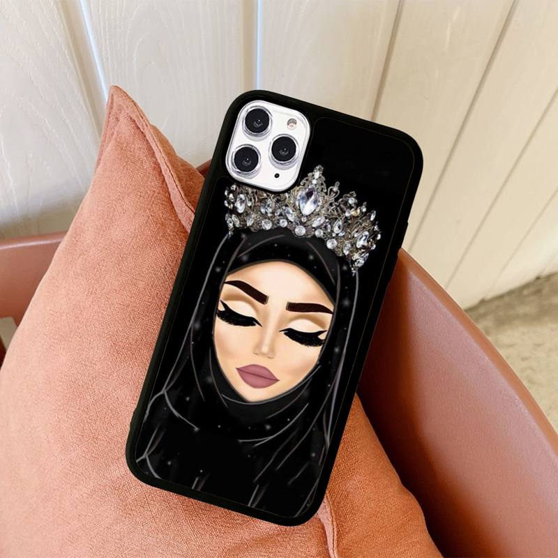Muslim Islamic Arabic Hijab Face Gril Eyes Phone Case Silicone PC+TPU Case for iPhone 11 12 13 Pro Max 8 7 6 Plus X SE XR