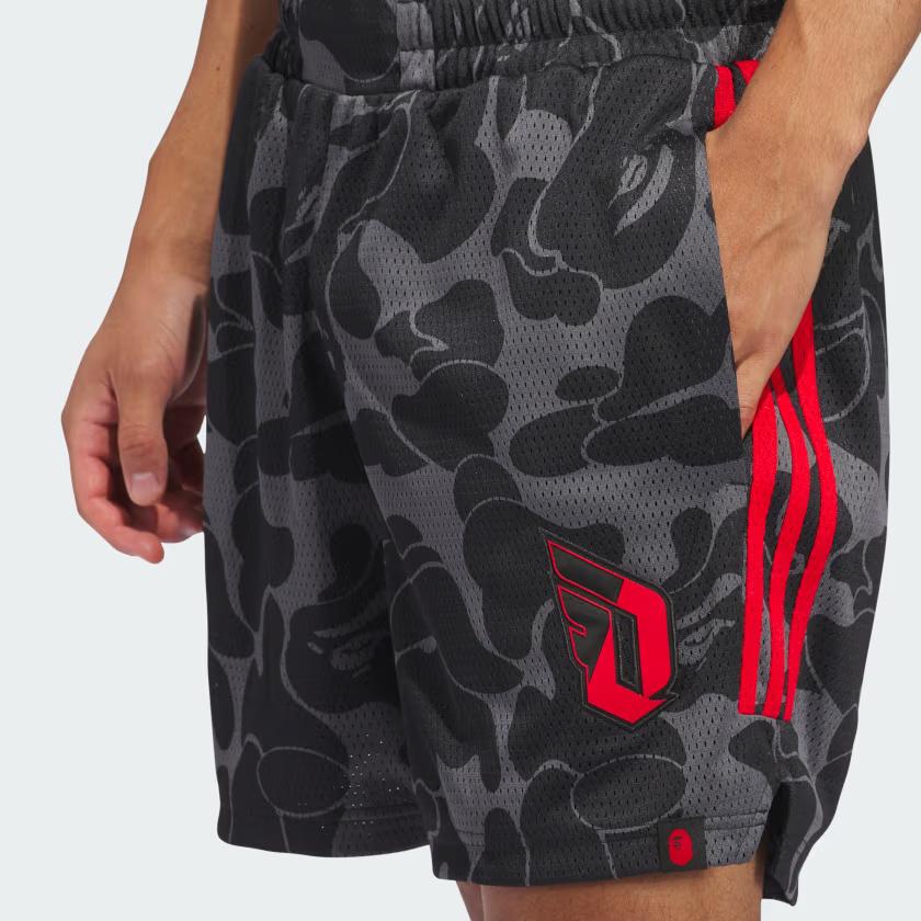 New Adidas X BAPE Dame 9 FW24 Basketball Shorts Men's Carbon Gray JF1153