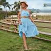 Casual Summer Dress Women Solid Color High Waist Sleeveless A-Line Ruffled Strap Slanted Shoulder Middle Long Dresses Spring S-XL Fashion Trendy