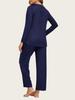 European & American Women's Fashion: Autumn 2025 2-Piece Pajama Set – Casual Long Sleeve Top & Pants with Pockets