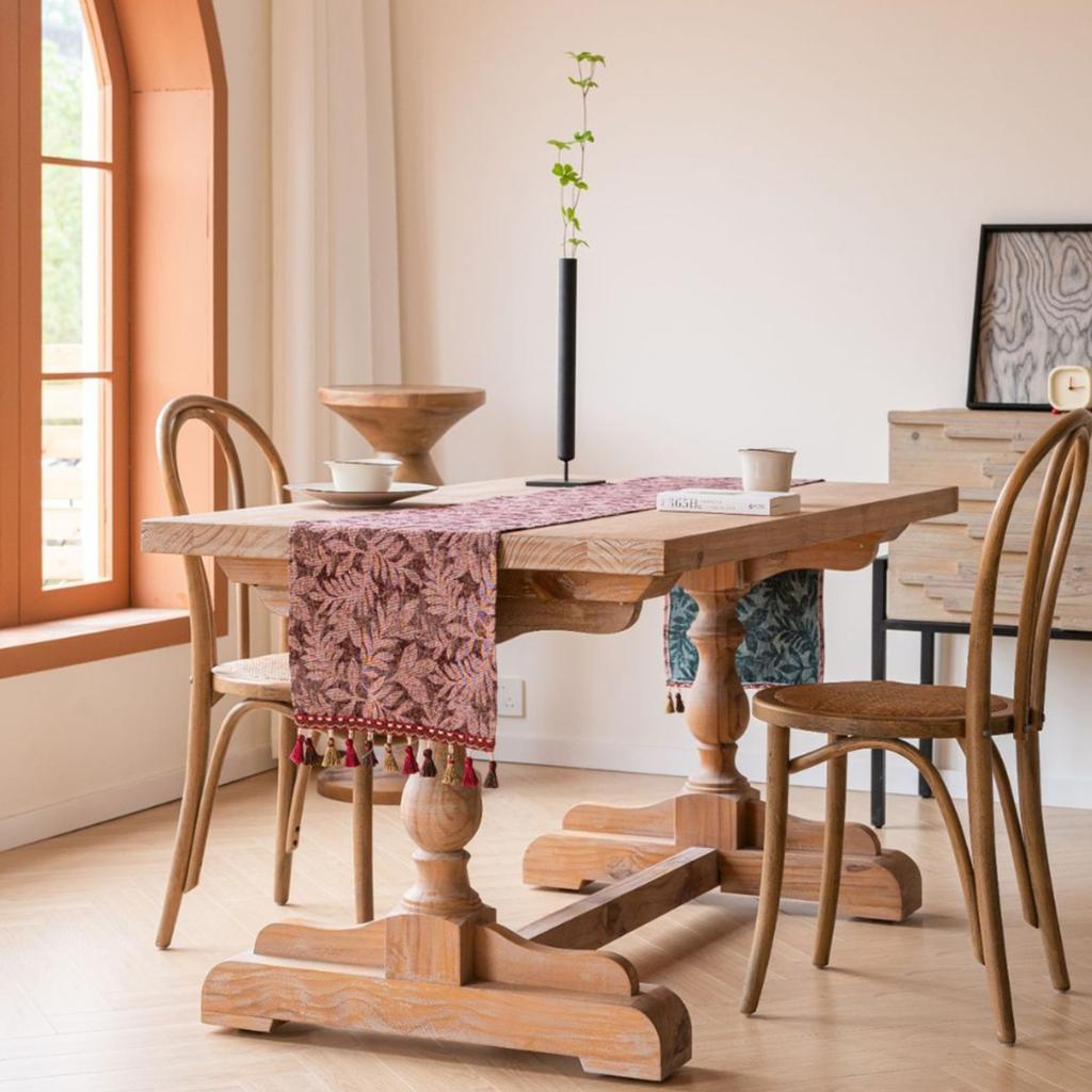Tischläufer Nordisch Jacquard Tischläufer Bauernhausdekor Tischläufer mit Quasten Baumwolle Leinen Jacquard Tischdecke Untersetzer