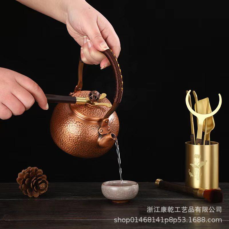 Handcrafted Hammered Copper Teapot Water Boiling Tea Brewing Pot