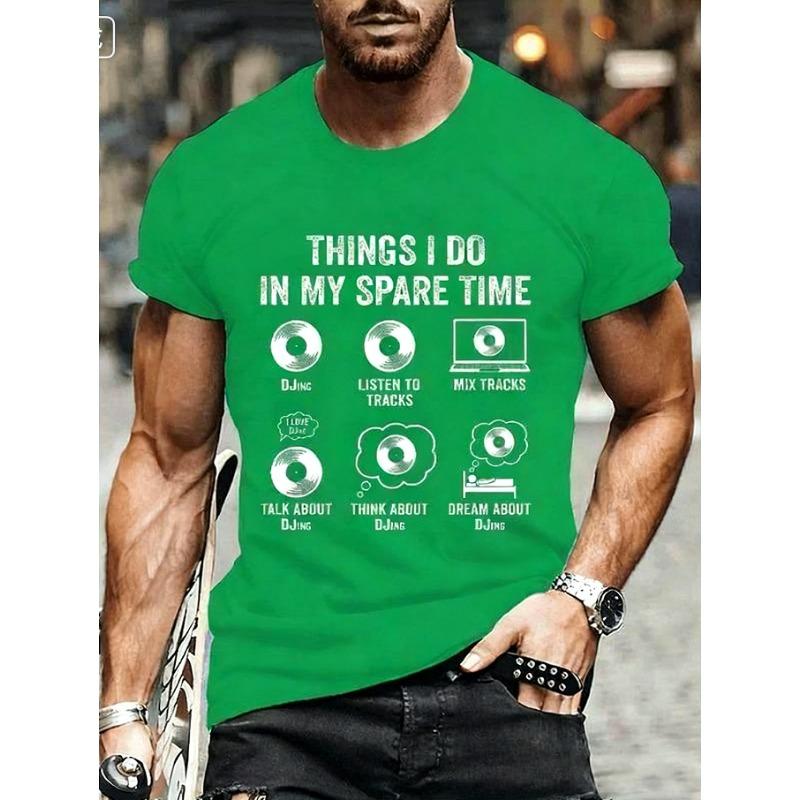 Summer Vinyl Record DJ Graphic Men's T-shirts Casual Hip Hop Streetwear Music Lover Funny Tops T-shirts