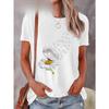 European Sizes Printed Short-Sleeve T-Shirt Keywords: Unique Daisy & Dragonfly