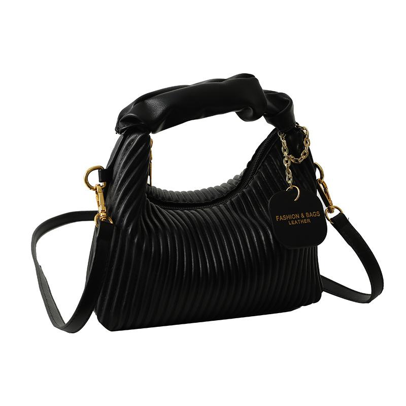 Vertical Stripe Textured Handbag Urban Minimalist Crossbody Small Square Bag High-End Women's White Black Khaki Green