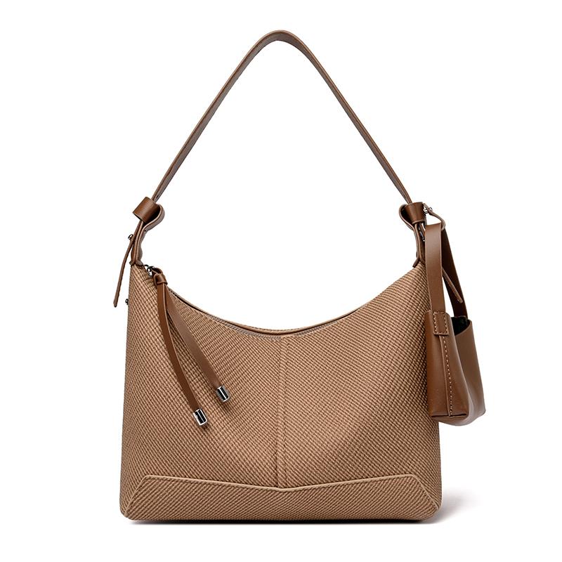 Women's Textured Hobo Bag Stylish Shoulder Bag with Detachable Small Pouch for Daily Use