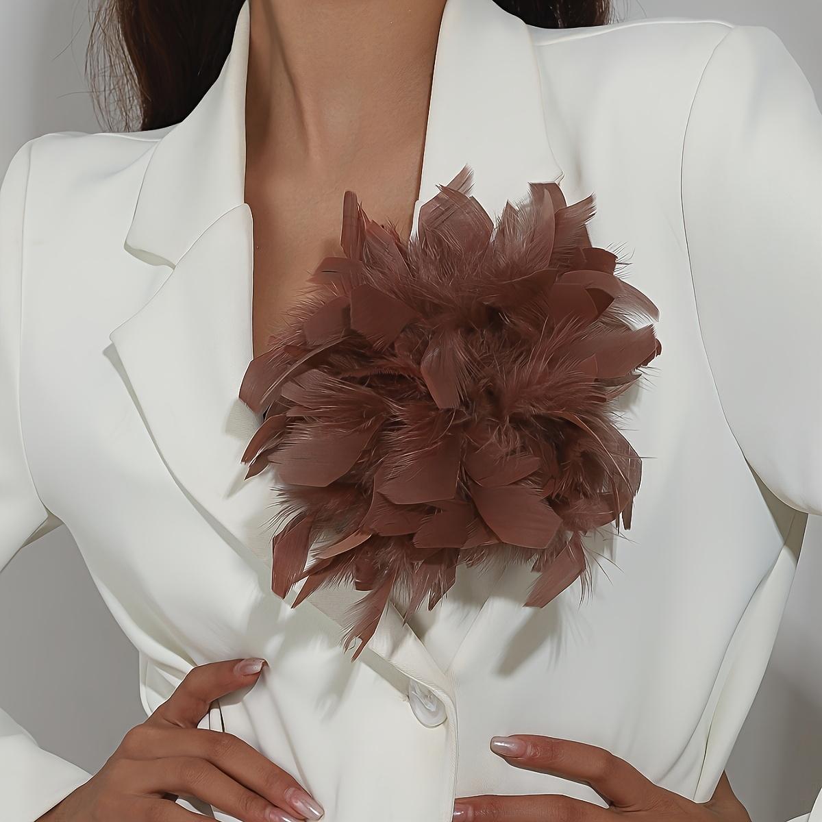 

1pc OOQ French Vintage Feather Flower Brooch - Elegant Burgundy Floral Pin, Women s Party Wedding Everyday Jewelry Gift for Valentine s Day, Christmas лосось розовый