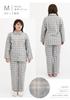Kaituck Family Women's Flannel Shirt Pajamas, Long Sleeve, Check Pattern, Spring/Autumn (Size L, Gray)