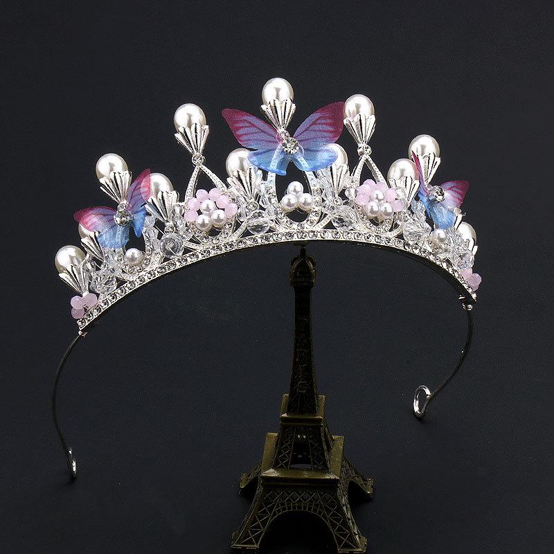 Alloy Butterfly Pearl Rhinestone Headband - Festival Costume for Kids