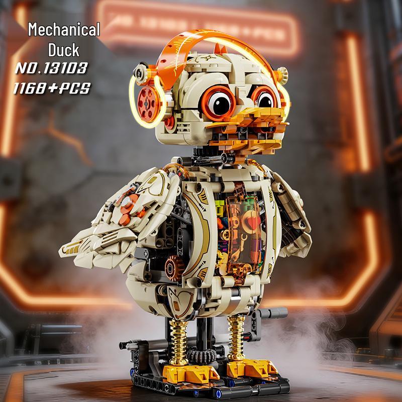 LEGO-Compatible Mechanical Duck Cartoon Model - Children's Assembly Toy Gift